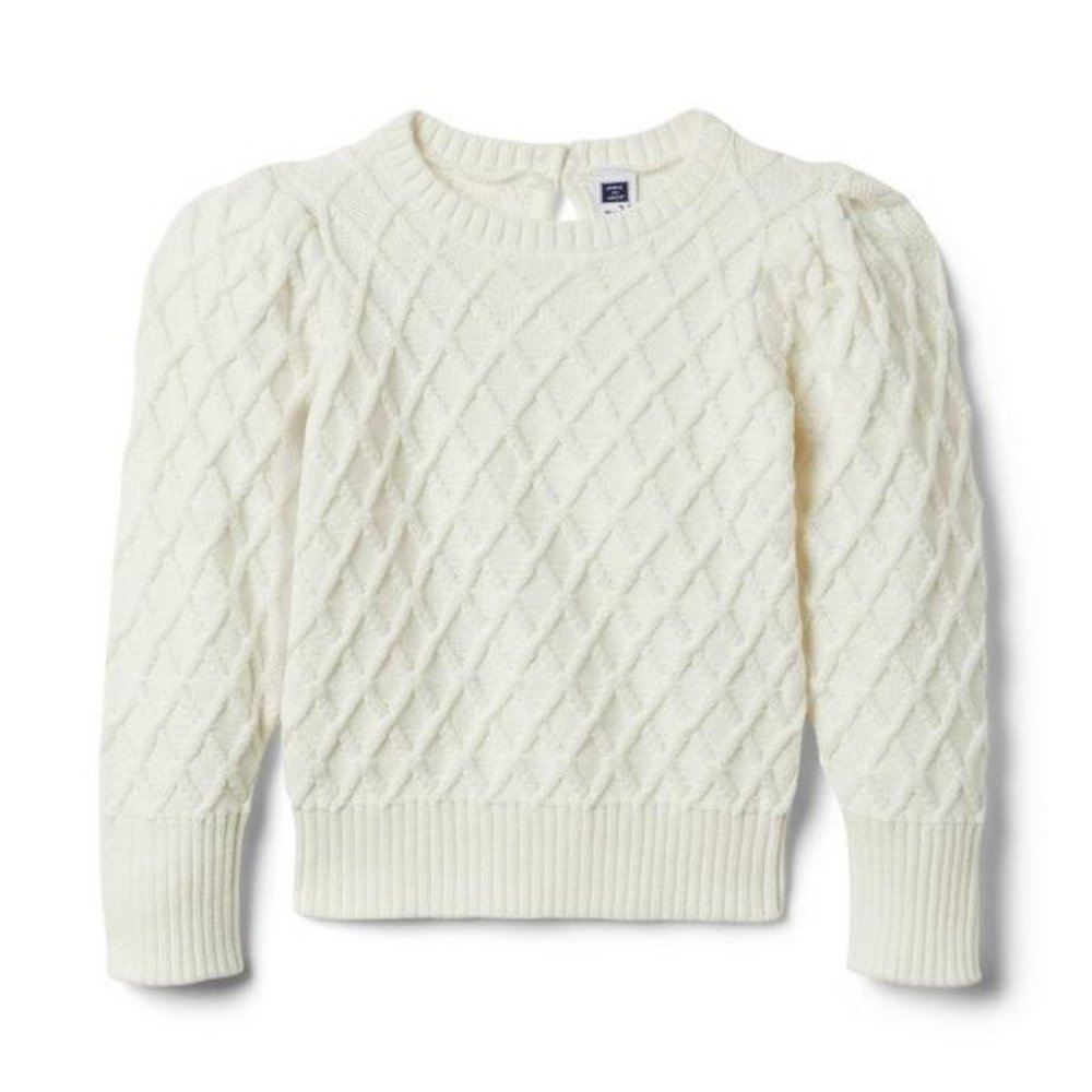 Janie and Jack | Textured Puff Sleeve Sweater, Ivory